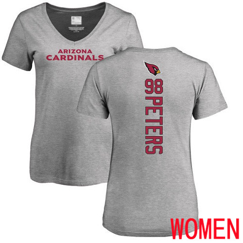 Arizona Cardinals Ash Women Corey Peters Backer V-Neck NFL Football #98 T Shirt